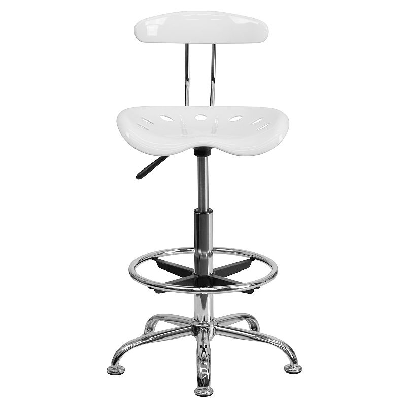 Flash Furniture Bradley White Tractor Seat Drafting Stool