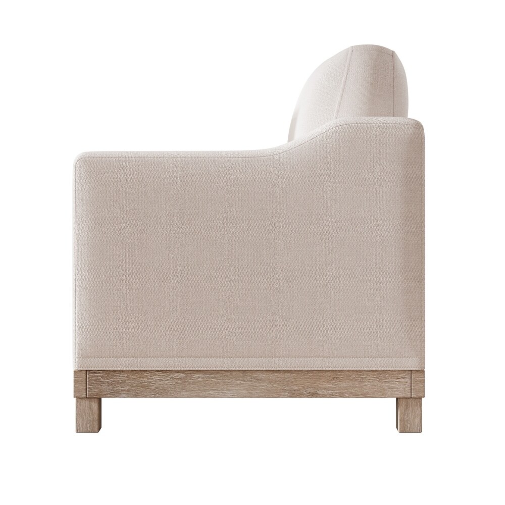 Streamlined Accent Chair Beige Linen Single Sofa Chair Lounge Chairs