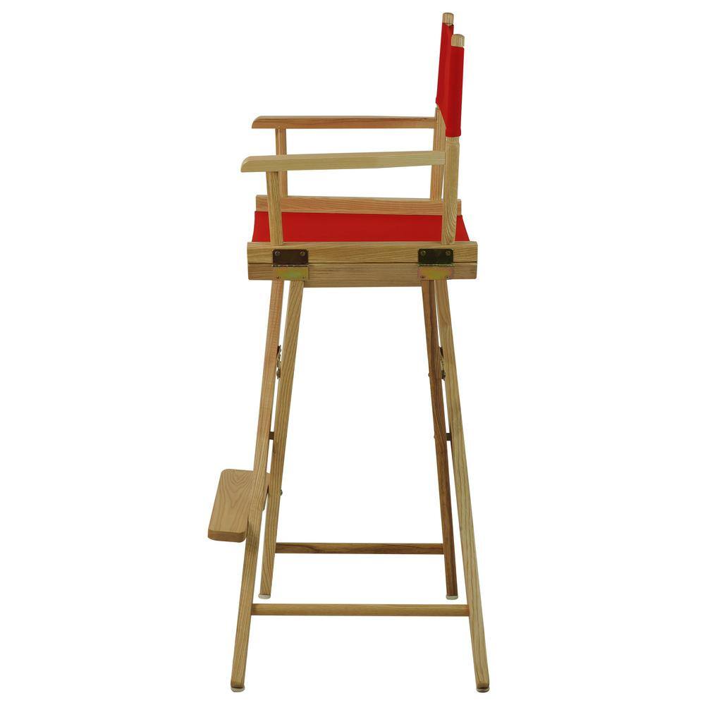 American Trails 30 in. Extra-Wide Natural Wood FrameRed Canvas Seat Folding Directors Chair 206-30032-11