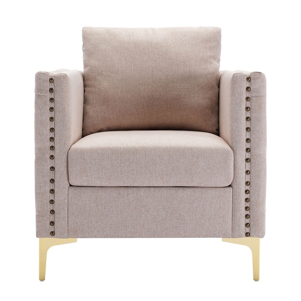 Velvet Armchair Tufted Button Accent Chair Club Chair with Steel Legs