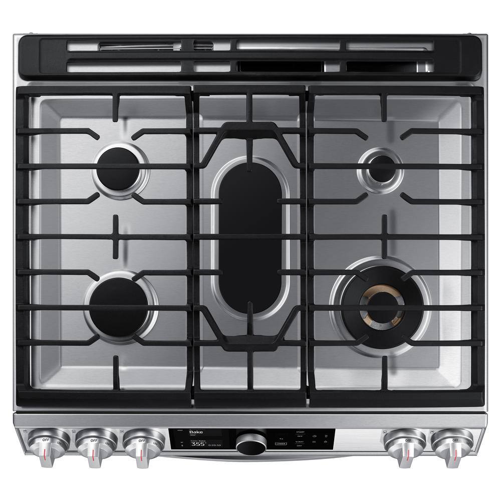  30 in. 6 cu. ft. Flex Duo Slide-in Gas Range with Smart Dial and Air Fry in Fingerprint Resistant Stainless Steel NX60T8751SS