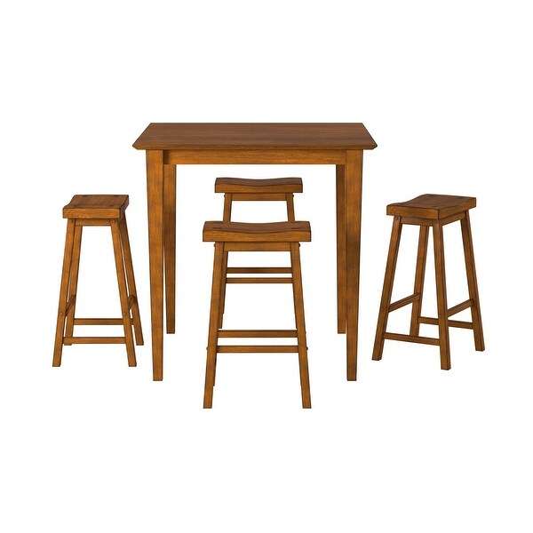 Casual Dining 29-inch Bar Height Stools 2pc Set Saddle Seat Solid Wood