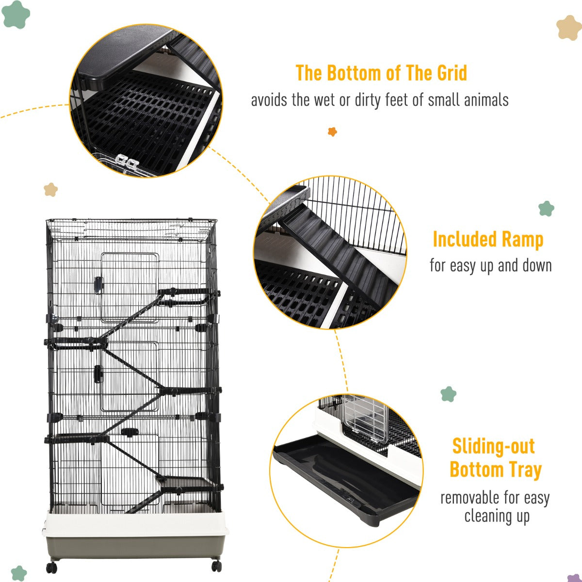 Anself 6-tier Platform Rolling Small Animal Cage for Hamsters， Chinchillas， and Gerbils with a Large Living Space