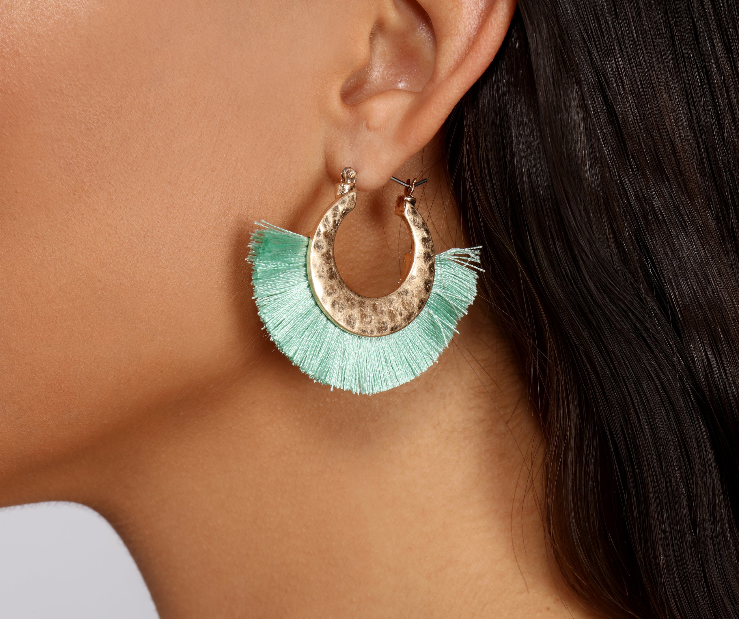 Vacay Bound Tassel Hoop Earrings