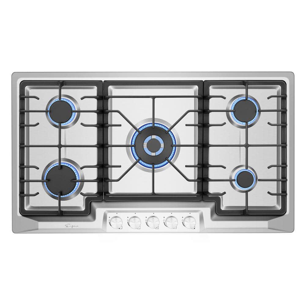 36 in Gas Cooktop in Stainless Steel with 5Burners including Power Burners