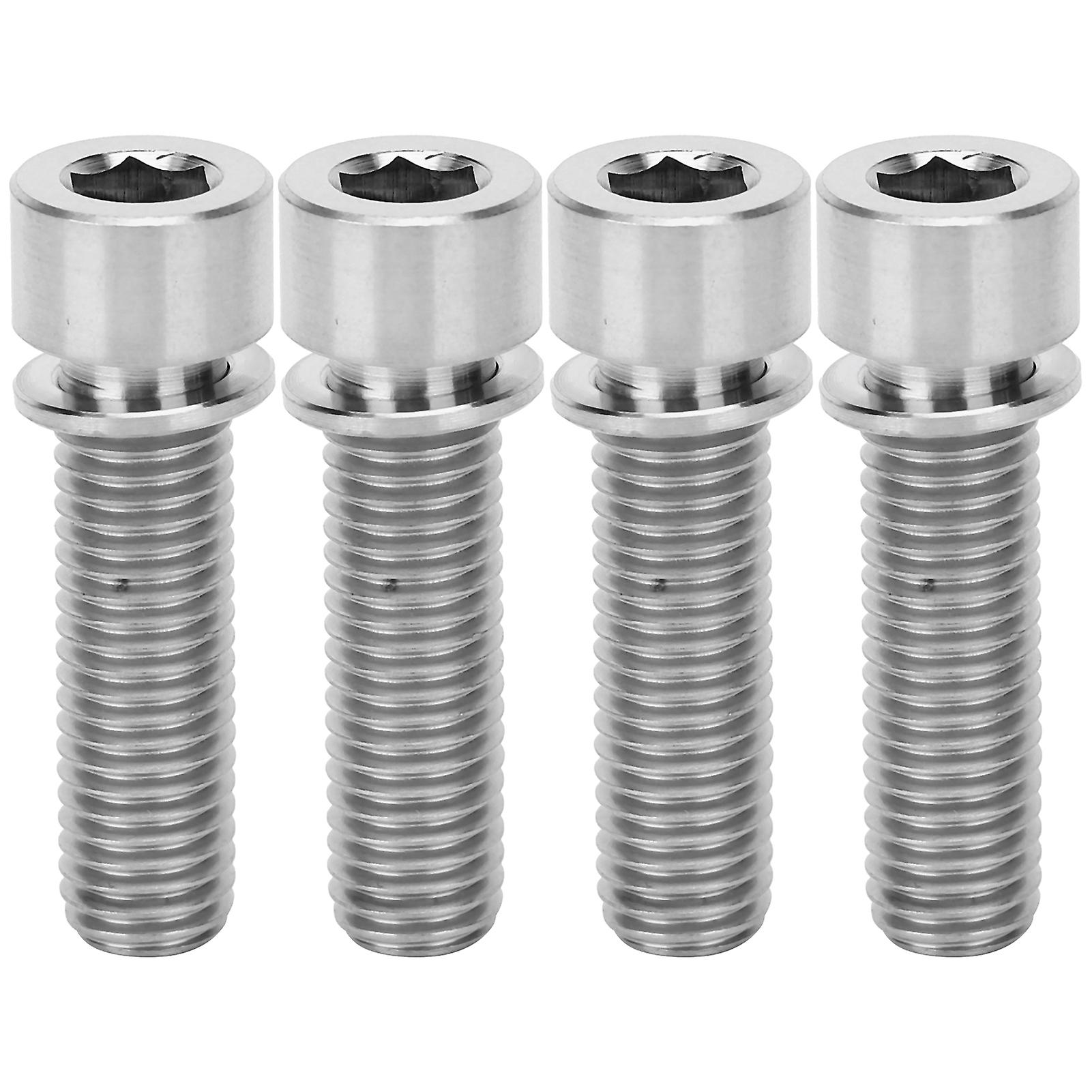 4pcs Bike Handlebar Stem Bolts Screw Bicycle Titanium Alloy Stem Inner Hex Screws M7x25mmtitanium Color