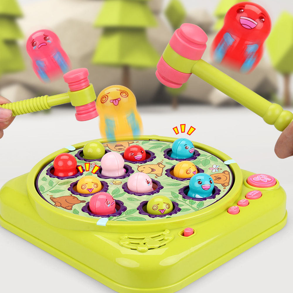 Interactive Funny Whack A Mole Game Early Developmental Toy Kids Birthday Gifts 2 Level Speed Adjustable Outdoor Camping Party Toys for Girls Boys with Music 2 Hammers for 3 4 5 6 7 8 Years