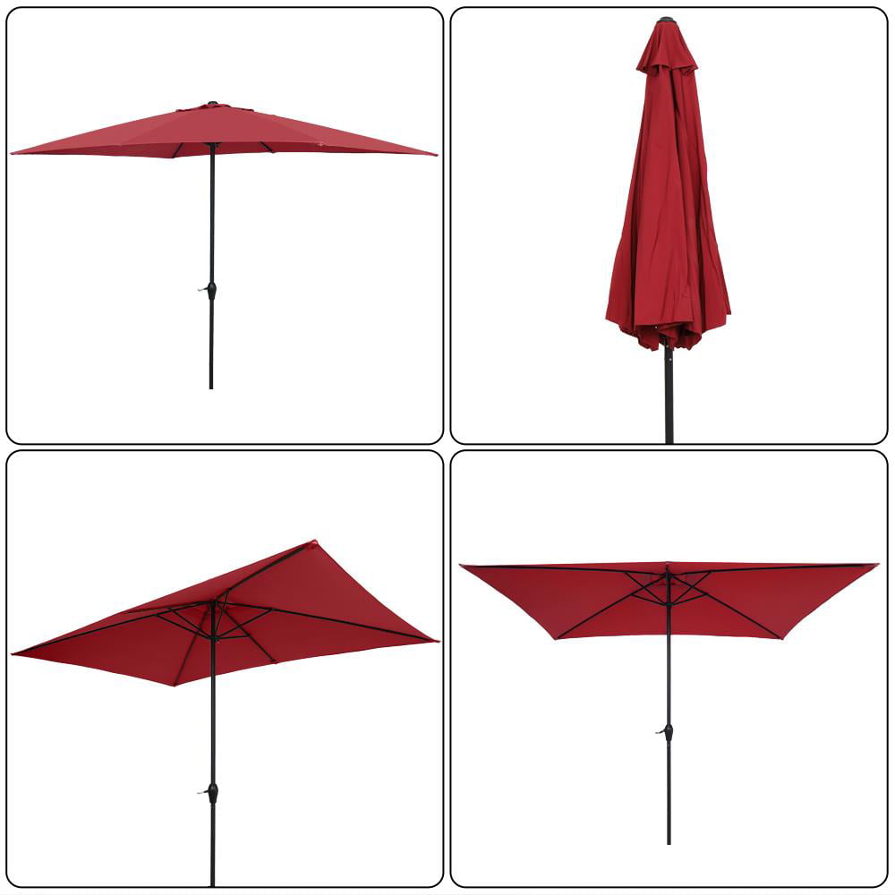 Winado 10ft Square Patio Outdoor Umbrella Market Umbrella with Crank Red