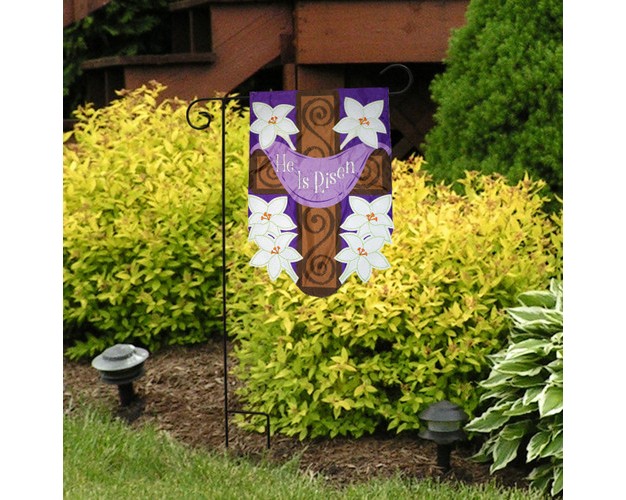 Briarwood Lane He Is Risen Cross Applique Easter Garden Flag Lili