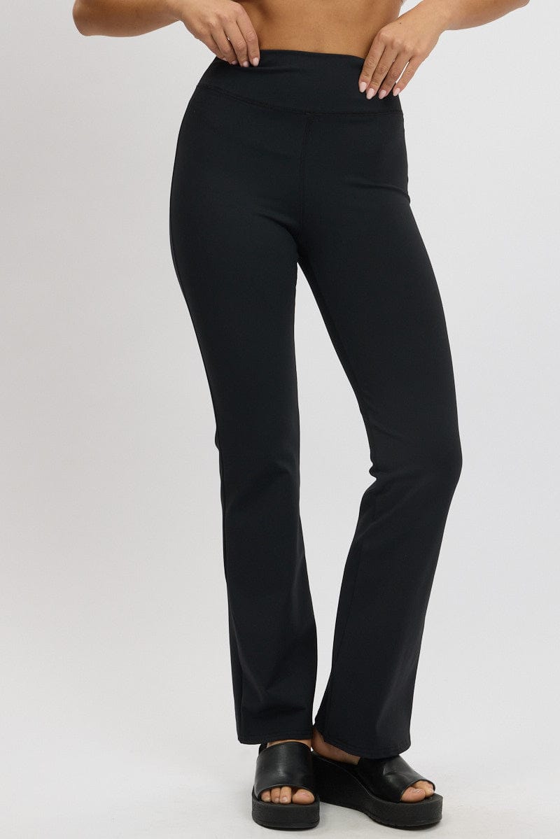 Black Flared Leggings High Rise Pants