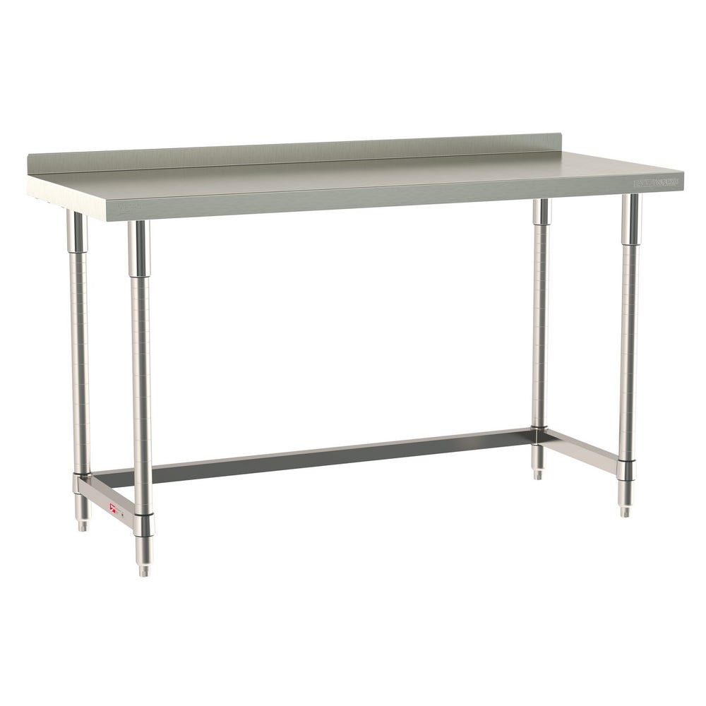 Metro TWS2460SU-316B-S TableWorx Stationary Stainless Steel Work Table with Open 3-Sided Frame and Backsplash， 24