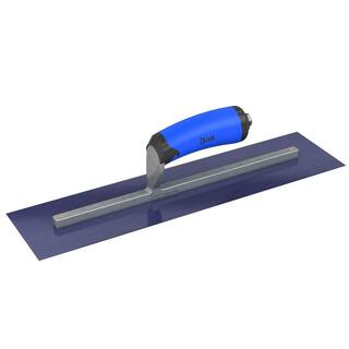 Bon Tool 18 in. x 5 in. Blue Steel Square End Finish Trowel with Comfort Wave Handle and Long Shank 67-183