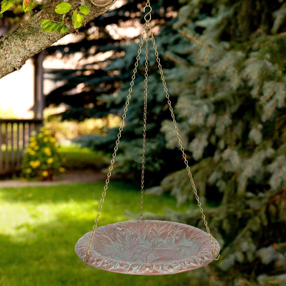 Whitehall Products Oakleaf Birdbath Bowl Copper Verdi 00193