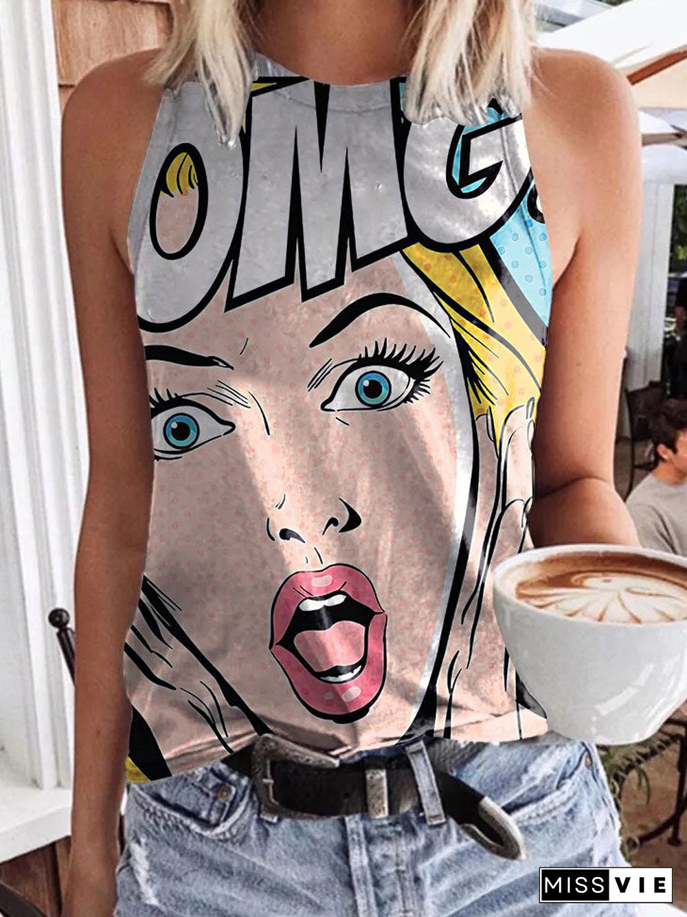 OMG American Retro Print Tank Top