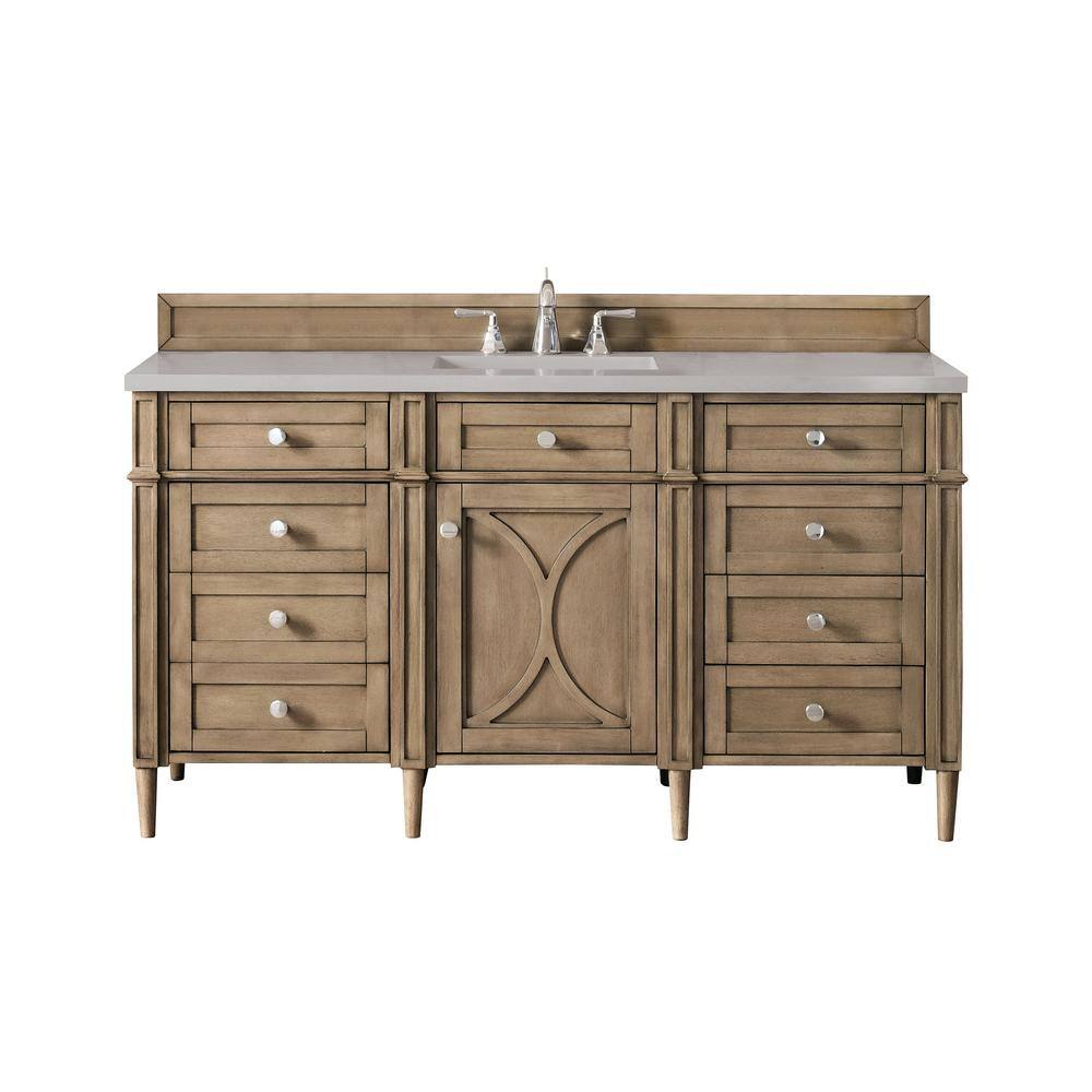 Home Decorators Collection Darrowood 60 in. W x 22 in. D x 33.78 in. H Single Bath Vanity in Whitewashed Walnut with Quartz Top in Pietra Grey HD650V60S-WW-PG