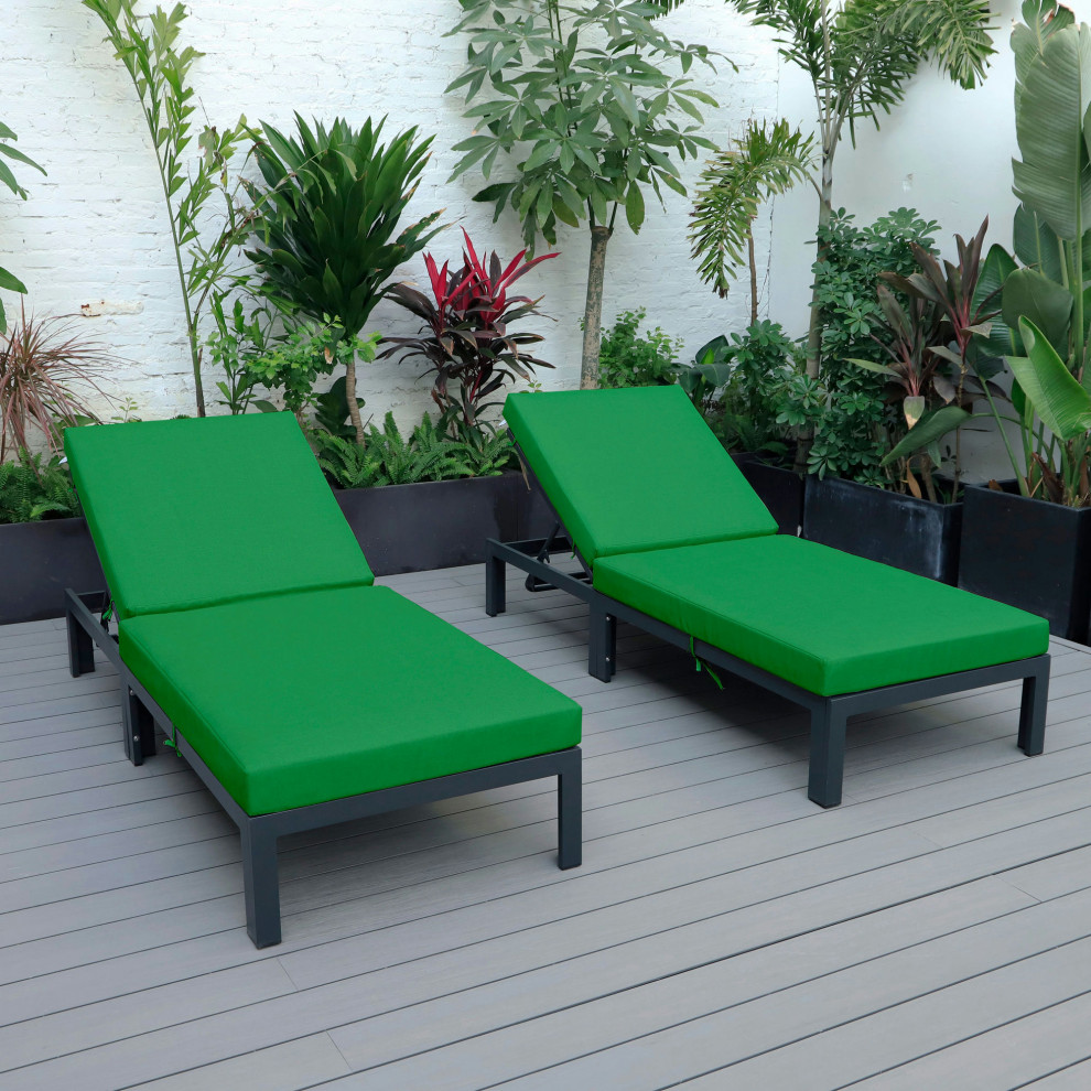 Leisuremod Chelsea Modern Outdoor Chaise Lounge Chair With Cushions Set of 2   Contemporary   Outdoor Chaise Lounges   by Kolibri Decor  Houzz