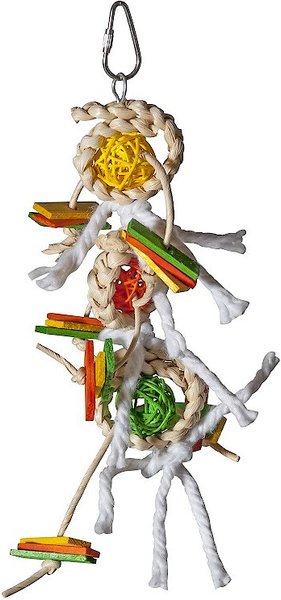 Caitec Featherland Paradise Weaved Shredder and Wicker Ball Bird Toy， Small