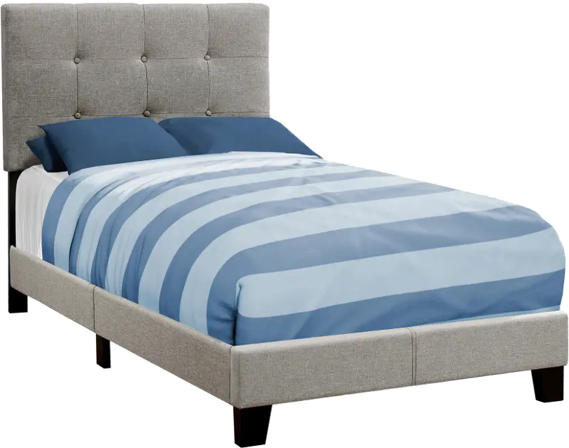 Contemporary Gray Twin Upholstered Bed