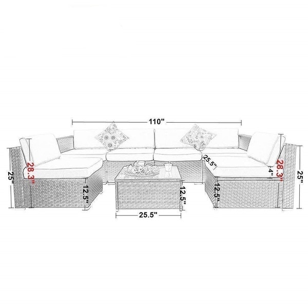 Gariau Rattan/Wicker 13Piece Outdoor Patio Conversation Sectional Set with 2 Kinds of Gas Fire Pit Tables by Havenside Home