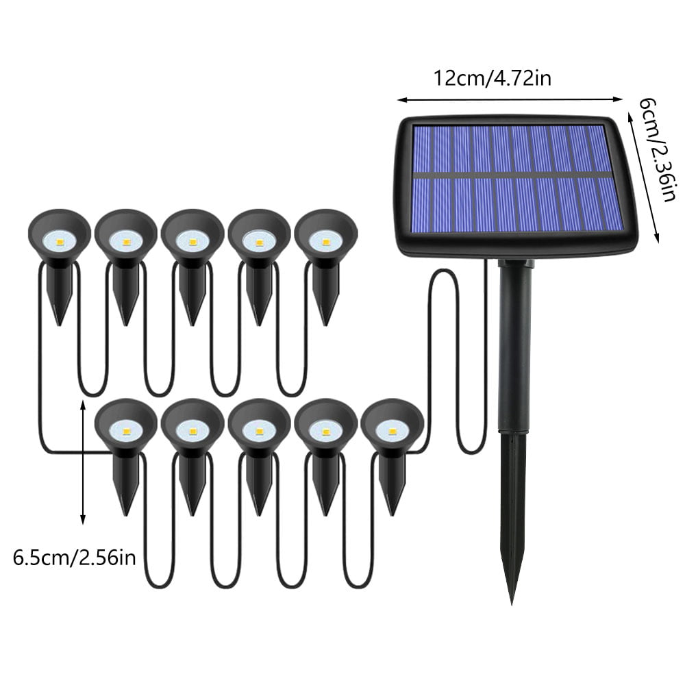 HOTBEST Solar Lights Outdoor Power Led Garden Spotlights Spot Waterproof Bright Decking Spotlights RGB Landscape Lights IP65 Waterproof Yard Downlight Pack of 10