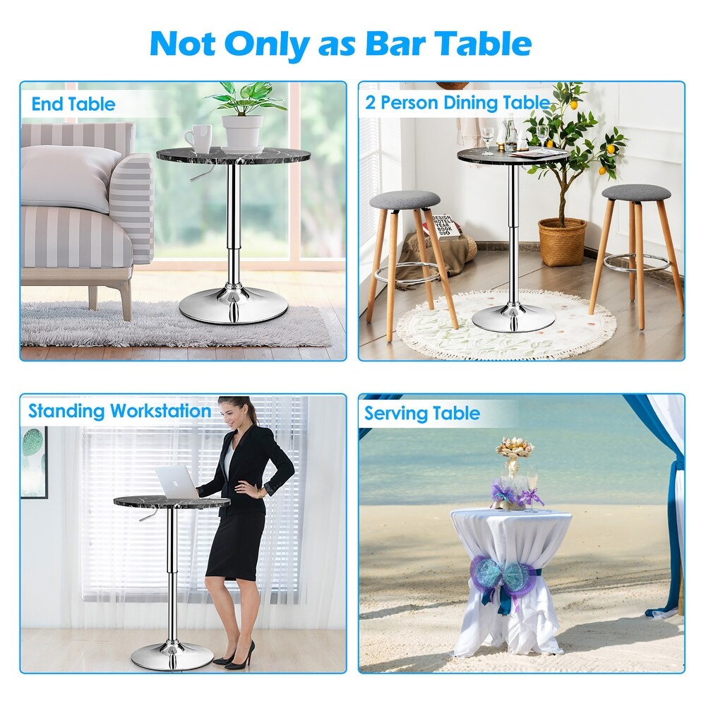 Costway Round Bistro Bar Table Height Adjustable 360 degree Swivel   See details