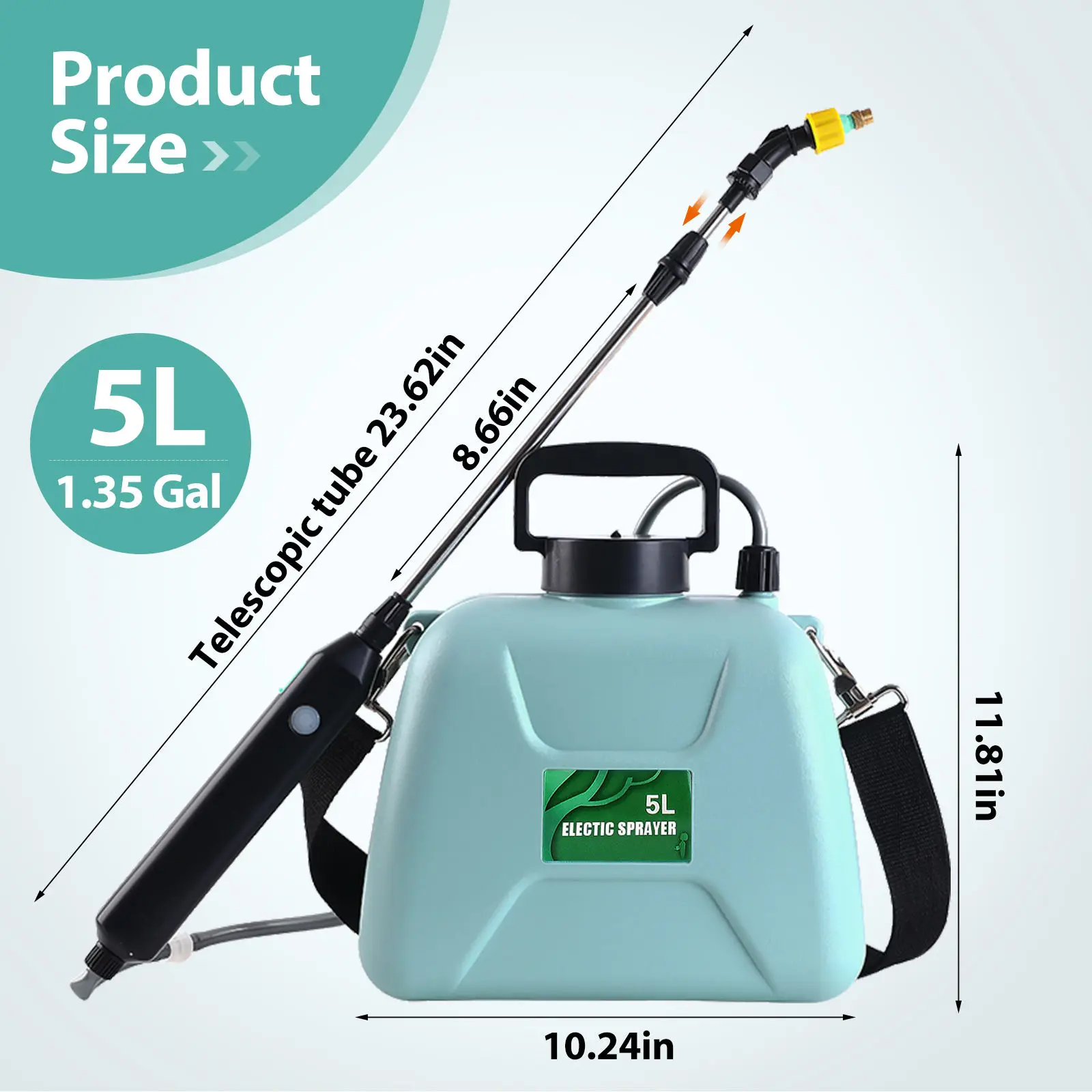 2023 Stock Portable Sprayer Gun Battery Agricultural Electric Sprayer 5l Water Bottle Garden Tool Plastic Hand Sprayer