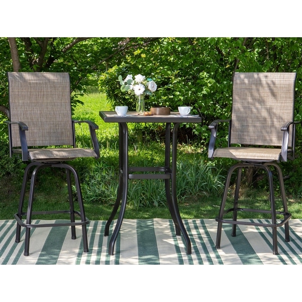 3piece Outdoor Swivel Bar Stool and Table Bistro Set