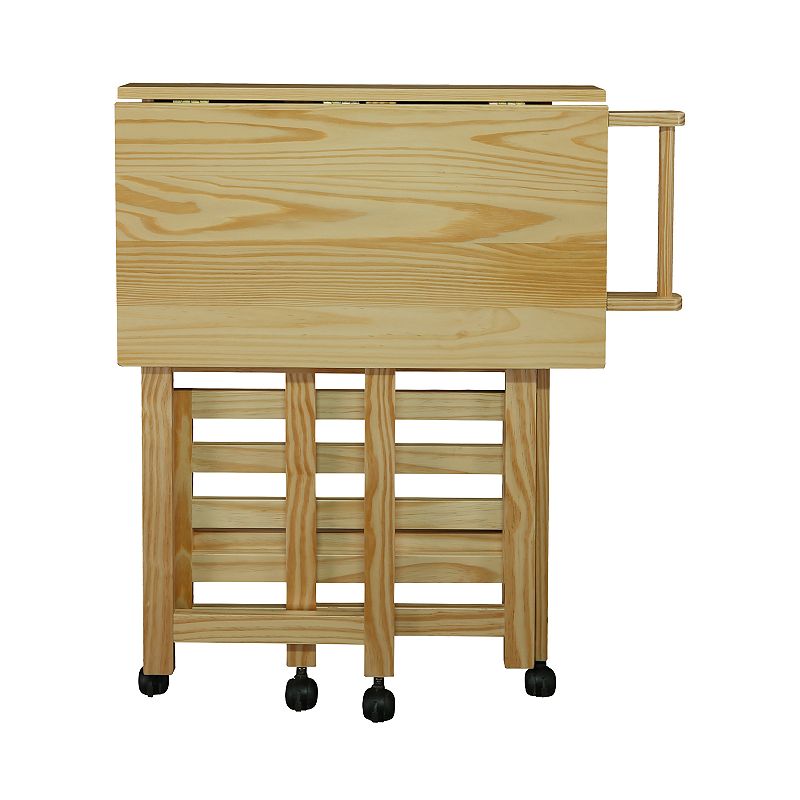 Casual Home Natural Finish Trek Folding Kitchen Cart