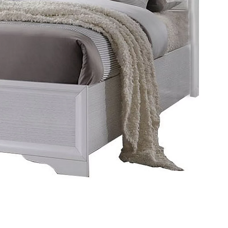 Wooden Twin Size bed with Bracket Legs and Crystal Accented Headboard， White