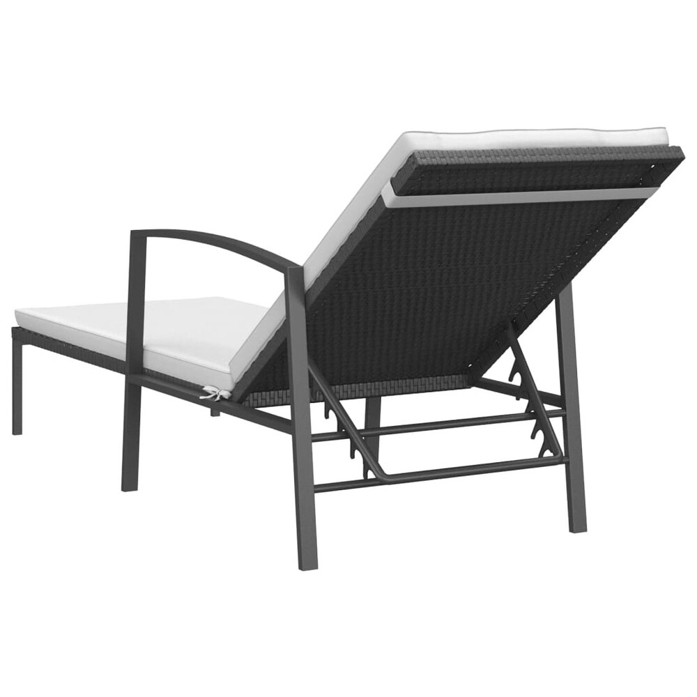 vidaXL Patio Lounge Chair Sunbed Outdoor Sunlounger with Cushion Poly Rattan   76.8\