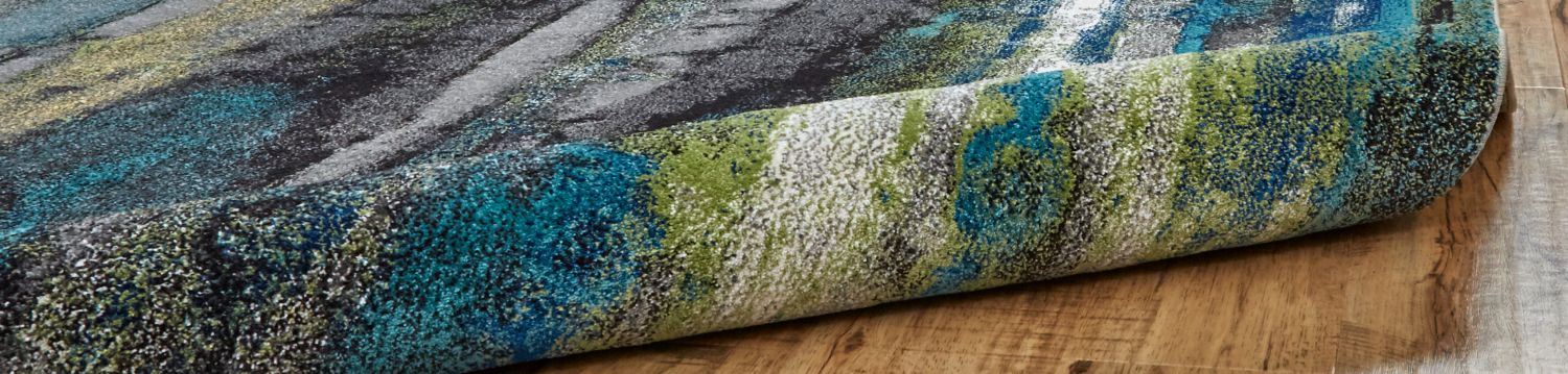 Omari Teal and Teal Rug by BD Fine