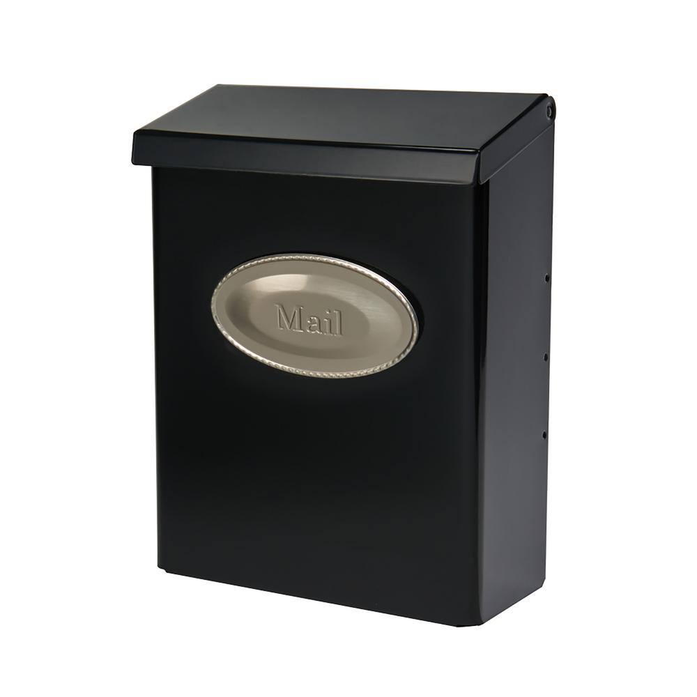 Architectural Mailboxes Designer Black with Satin Nickel Medium Steel Locking Wall Mount Mailbox DVK000AM