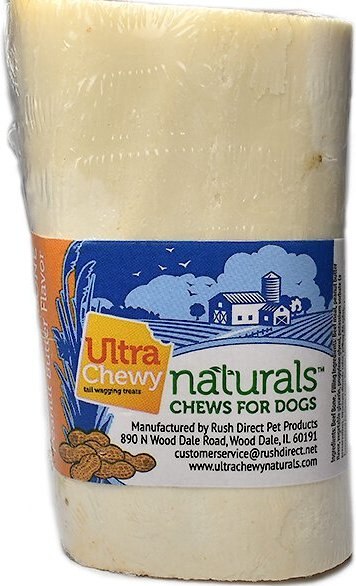 Ultra Chewy Naturals Peanut Butter Flavor Filled Beef Bones Dog Treat， 4-in