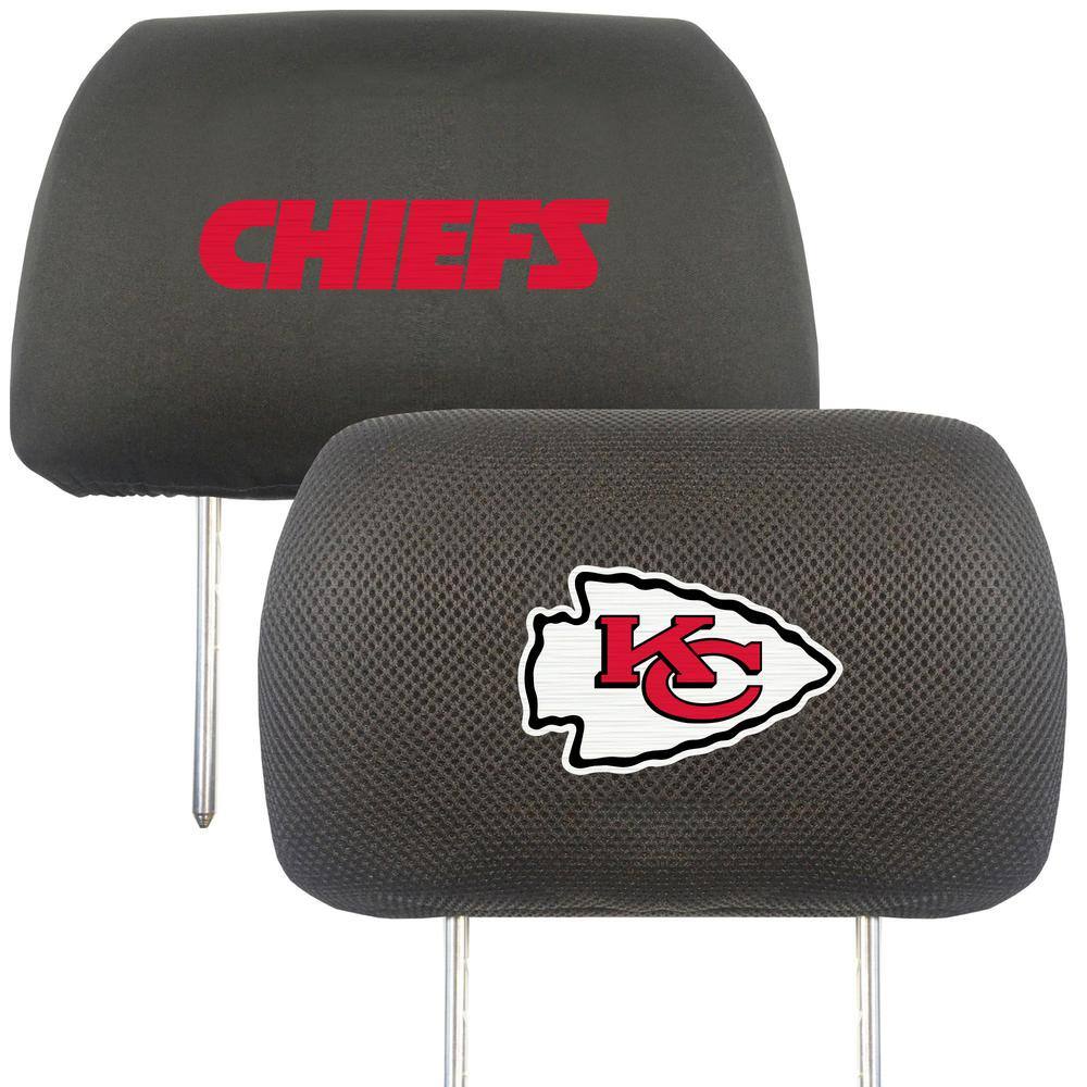 FANMATS NFL 13 in. x 10 in. Universal Size Kansas City Chiefs Embroidered Head Rest Cover Set in Black (2-Piece) 21373