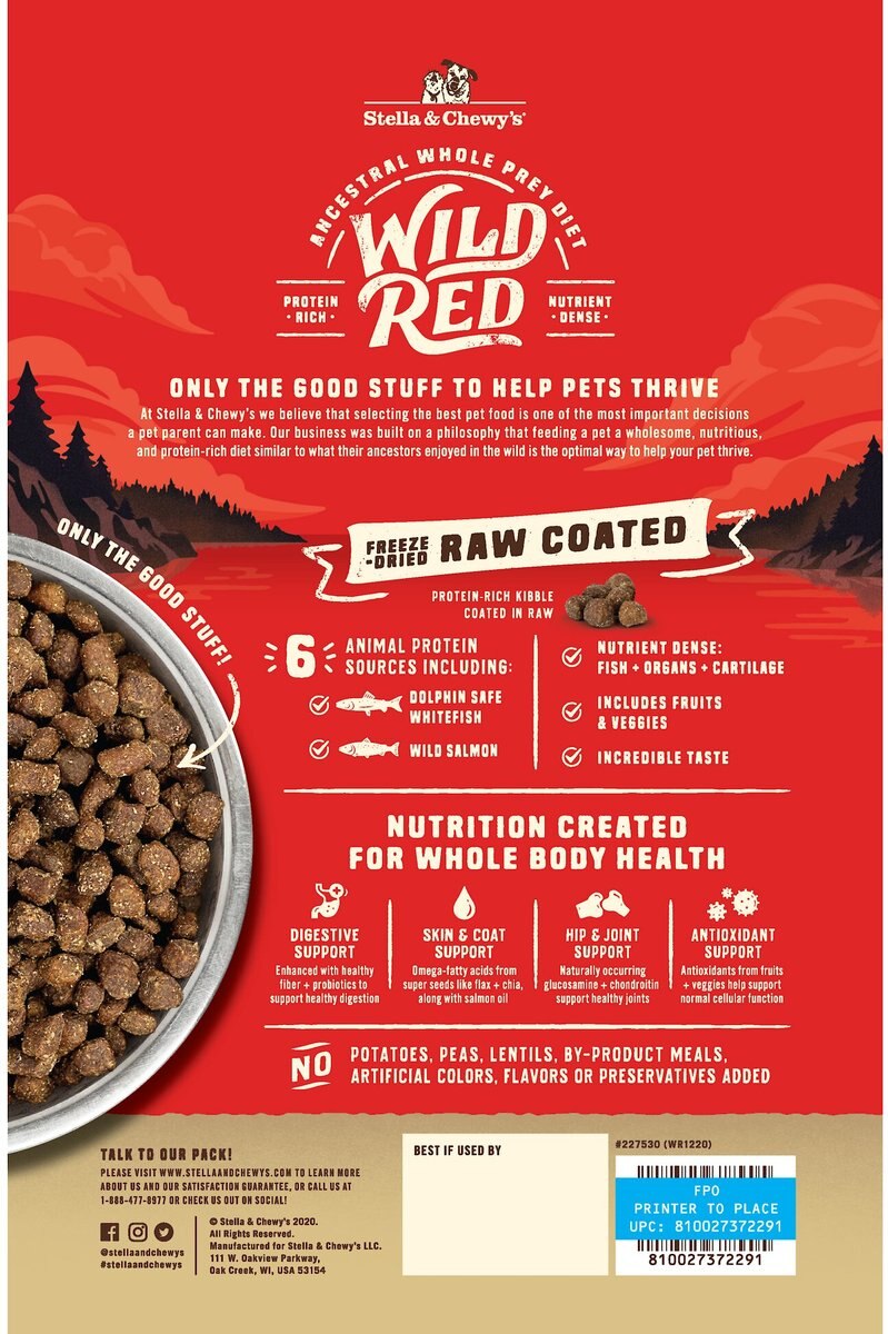 Stella and Chewy's Wild Red Raw Coated Kibble Wholesome Grains Ocean Recipe Dry Dog Food