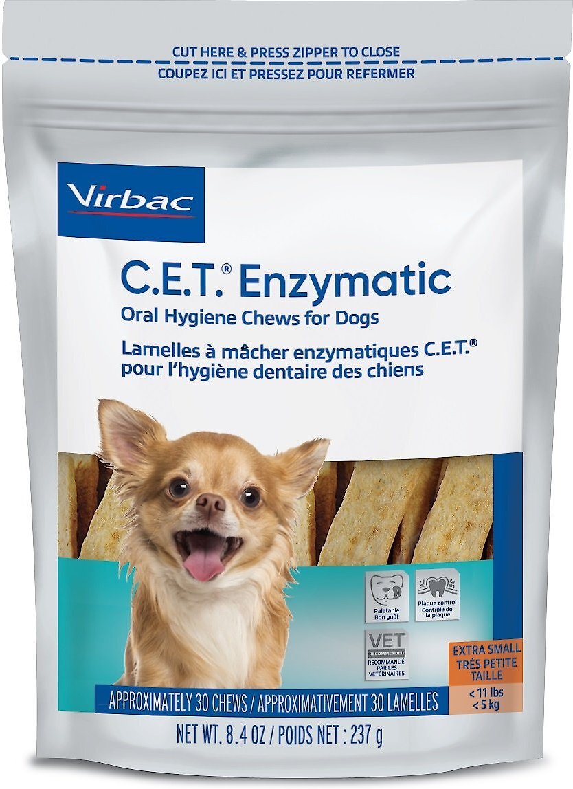 Virbac C.E.T. Enzymatic Dental Chews for X-Small Dogs， under 11-lbs