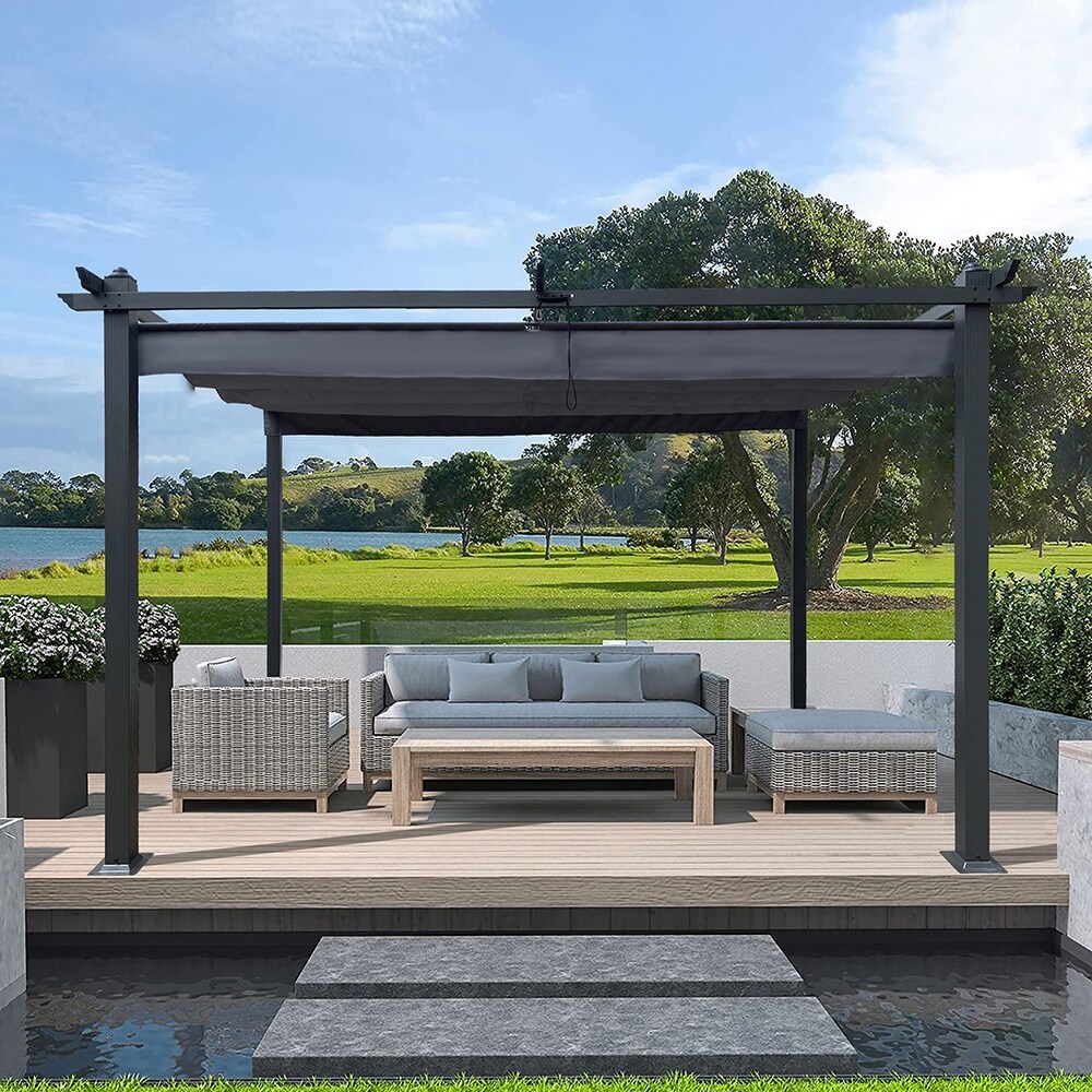 13 x 10 Ft Outdoor Patio Retractable Pergola   Large Garden Gazebos