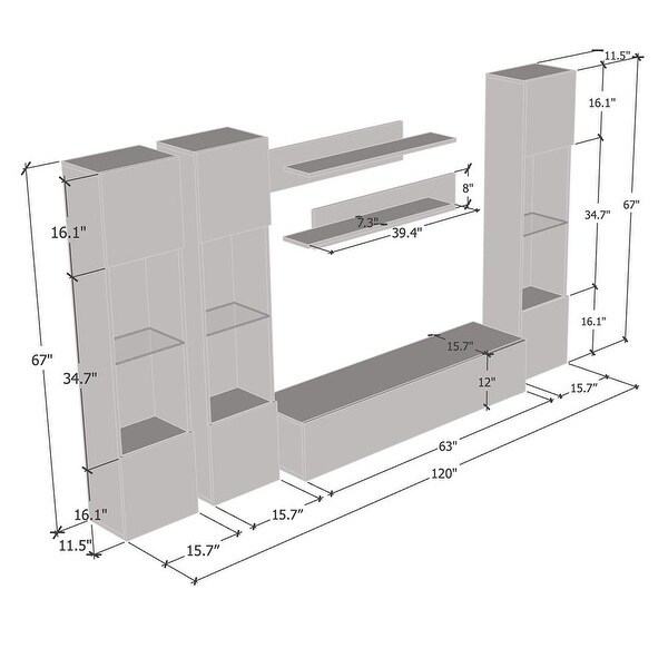 Fly C 30TV Wall Mounted Floating Modern Entertainment Center