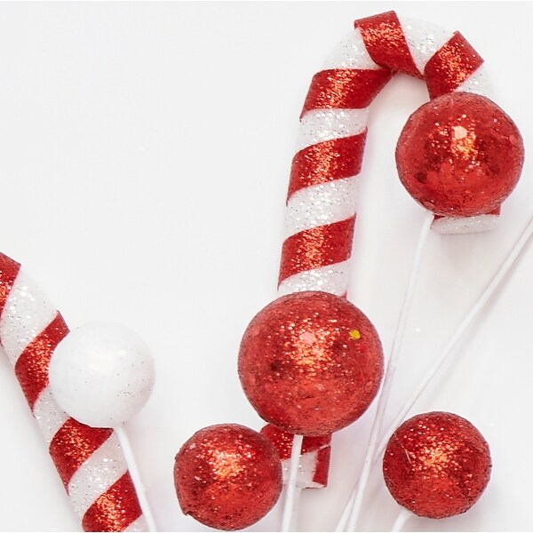 13 Christmas Candy Cane Pick，Set of 6