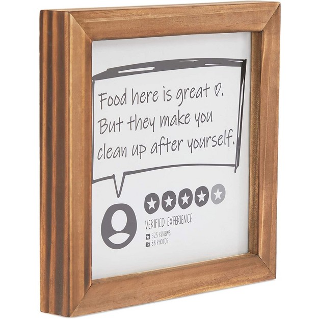 Okuna Outpost Funny Quote Kitchen Framed Sign Food Here Is Great 8 X 8 Inches