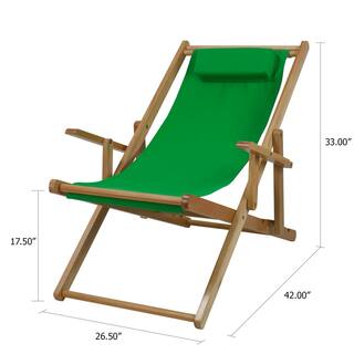 Casual Home Natural Frame and Green Canvas Solid Wood Sling Chair 114-00011-33