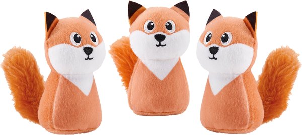 Outward Hound Squeakin' Fox Hide A Puzzle Plush Dog Toy， 3 count