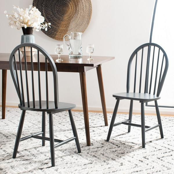 Newton Spindle Back Dining Chair  Set of 2  Gray   Midcentury   Dining Chairs   by Rustic Home Furniture Deco  Houzz