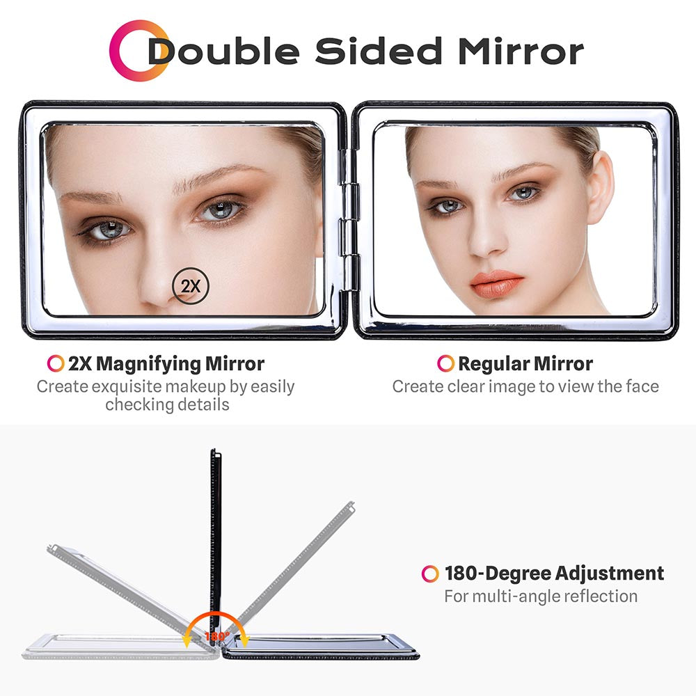 Byootique Magnifying Mirror Dual Sided with Comb Black 3ct/Pack