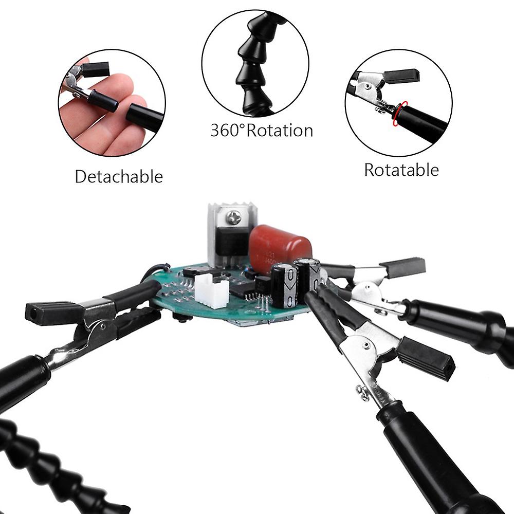 Helping Hands Soldering Third Hand Pcb Tool With 3 Flexable Arms Rotatable Clips And Stable Desk Clamp Base For Soldering Assembly Repair Modeling Diy