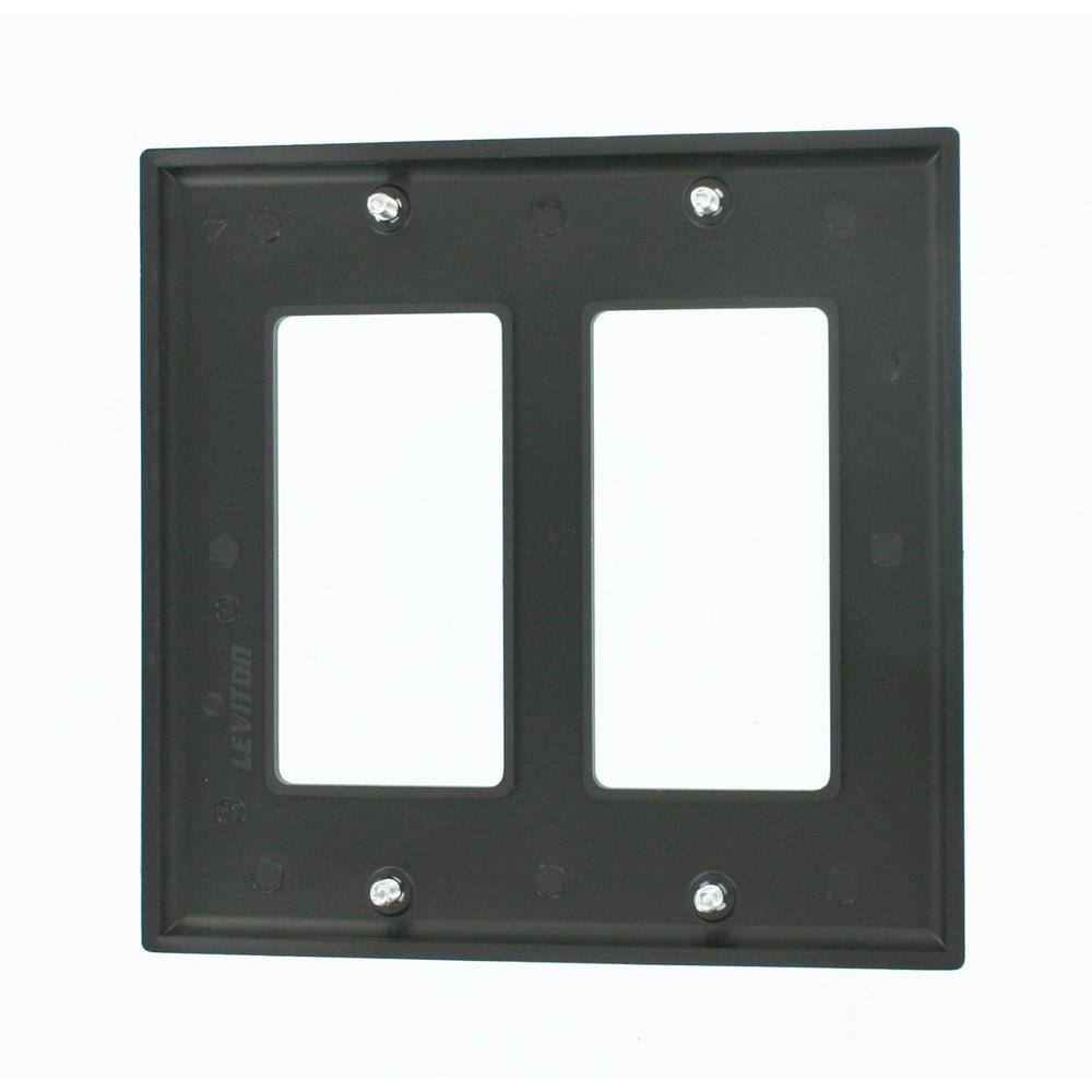 Leviton Black 2-Gang DecoratorRocker Wall Plate (1-Pack) 80409-NE