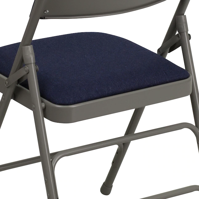 Flash Furniture Navy Fabric/Gray Frame Banquet Folding Chair with Upholstered Seat (Indoor)