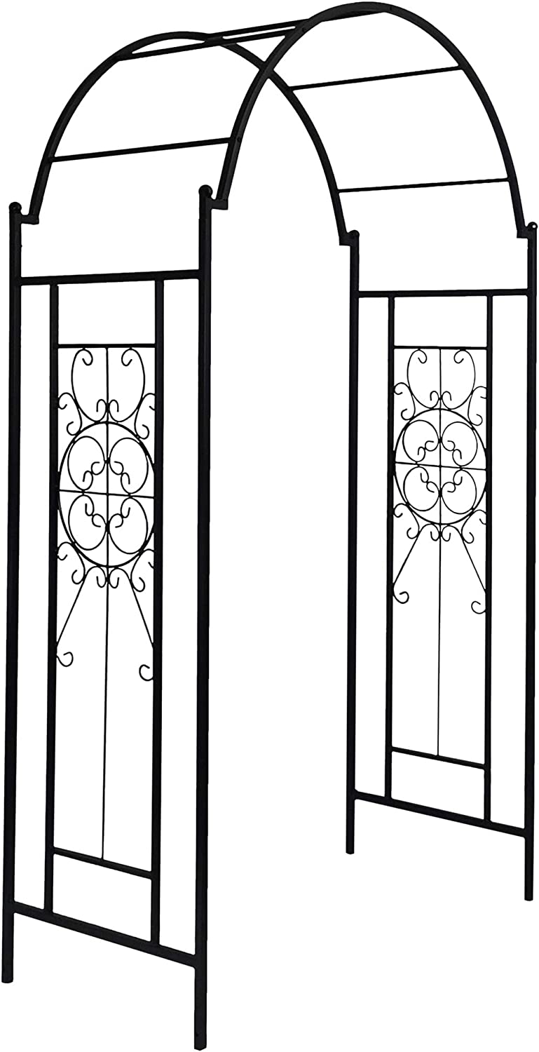 Guvsoets Garden Arch Arbor Arbour Trellis Archway for Climbing Plants Roses Vines Support Rack,Outdoor Garden Lawn Backyard Patio,Matte Black