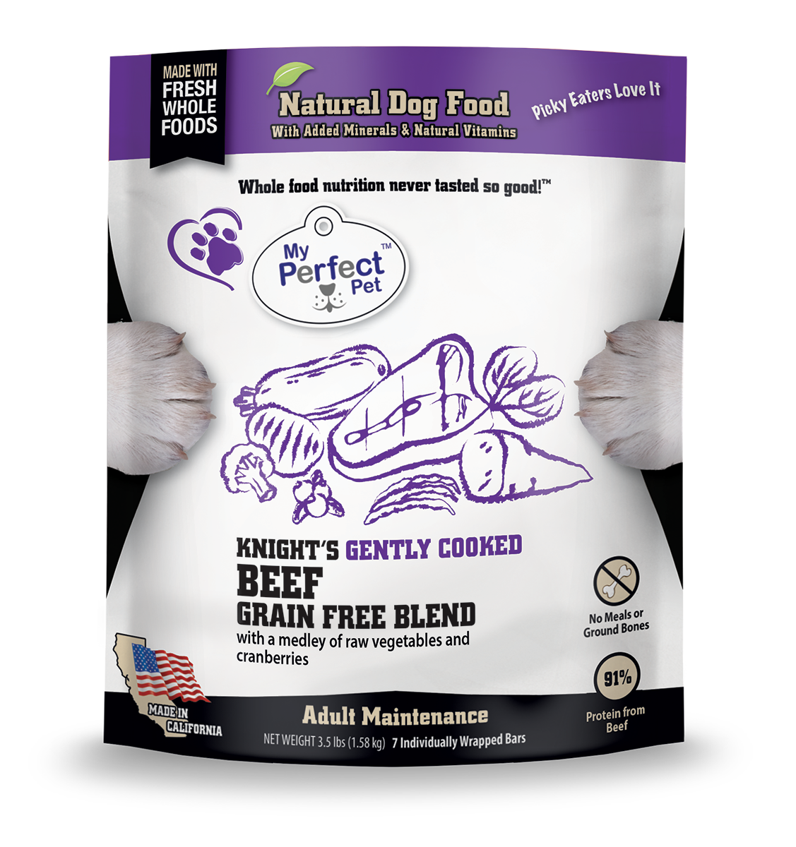 My Perfect Pet Knight Beef Blend Gently Cooked Grain Free Frozen Dog;