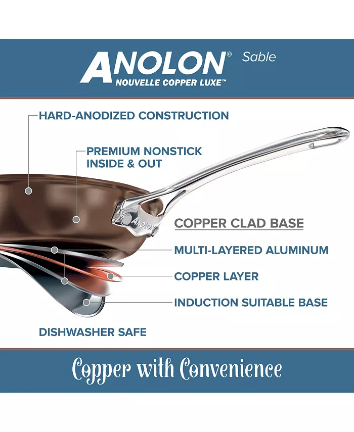 Anolon Nouvelle Copper Luxe Sable Hard-Anodized Non-Stick Stir Fry Pan